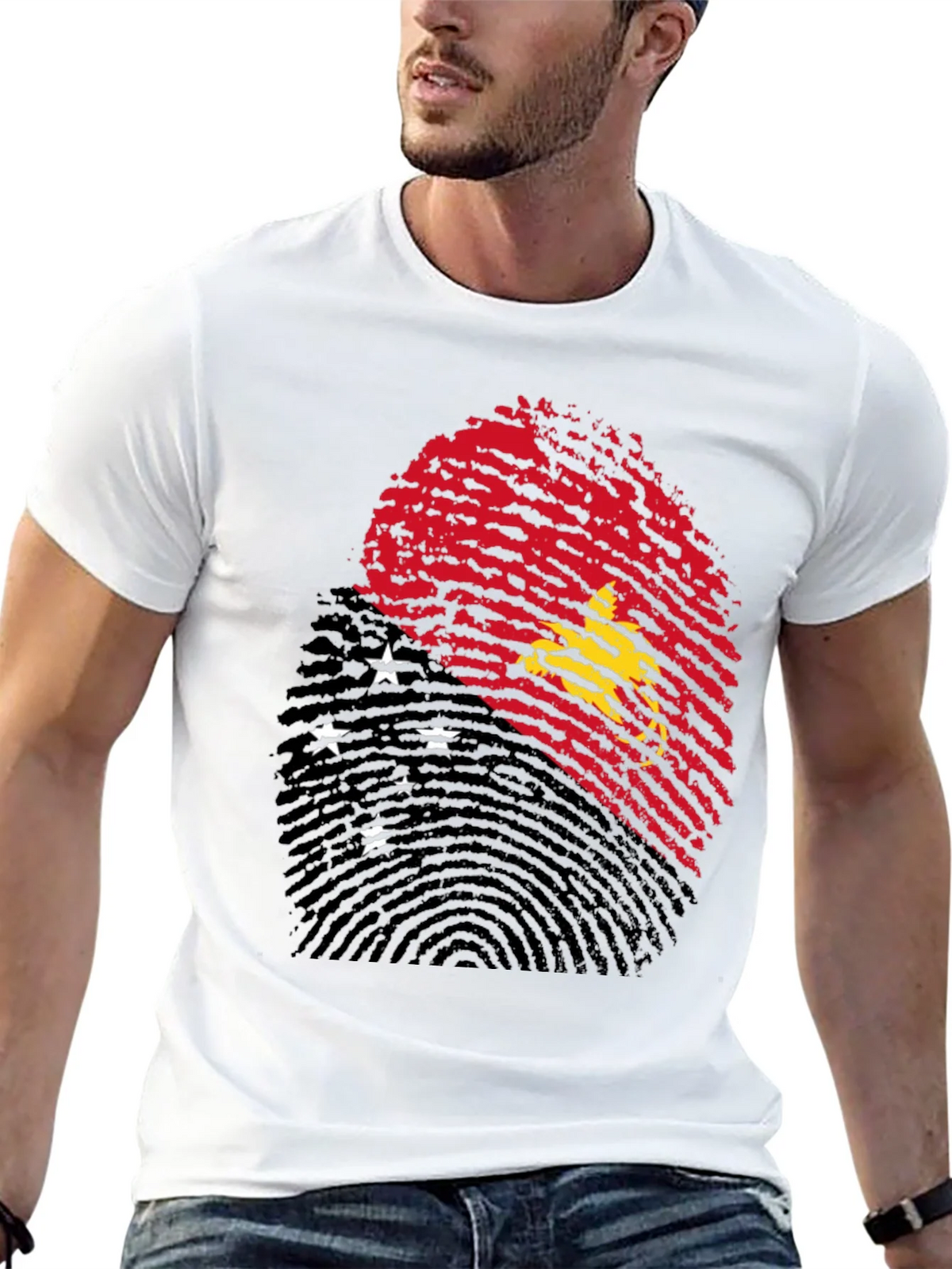 Papua New Guinea Flag Fingerprint T-Shirt product image 7