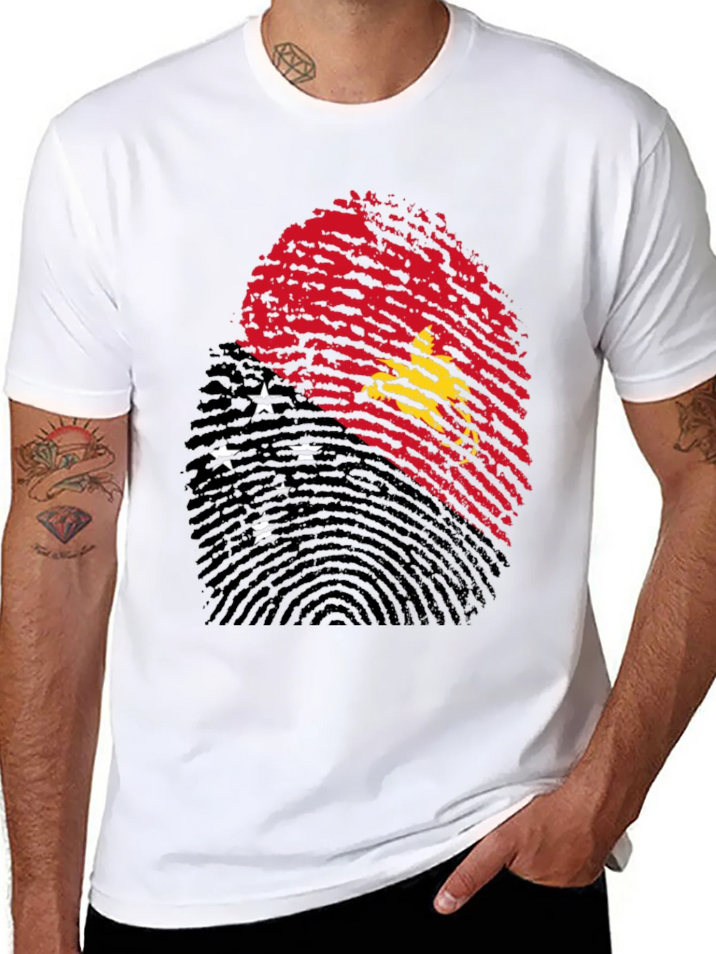 Papua New Guinea Flag Fingerprint T-Shirt product image 4
