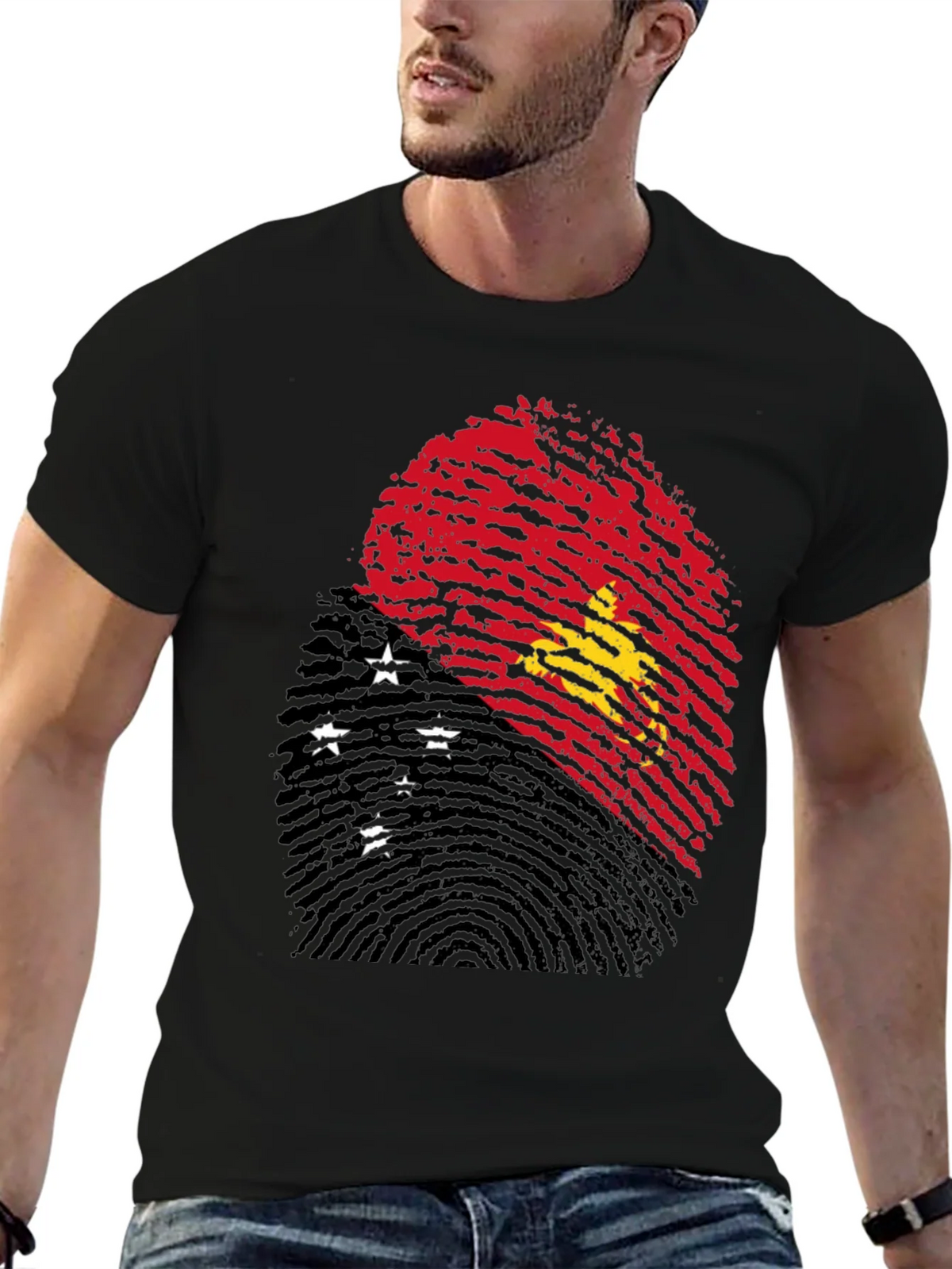 Papua New Guinea Flag Fingerprint T-Shirt product image 3