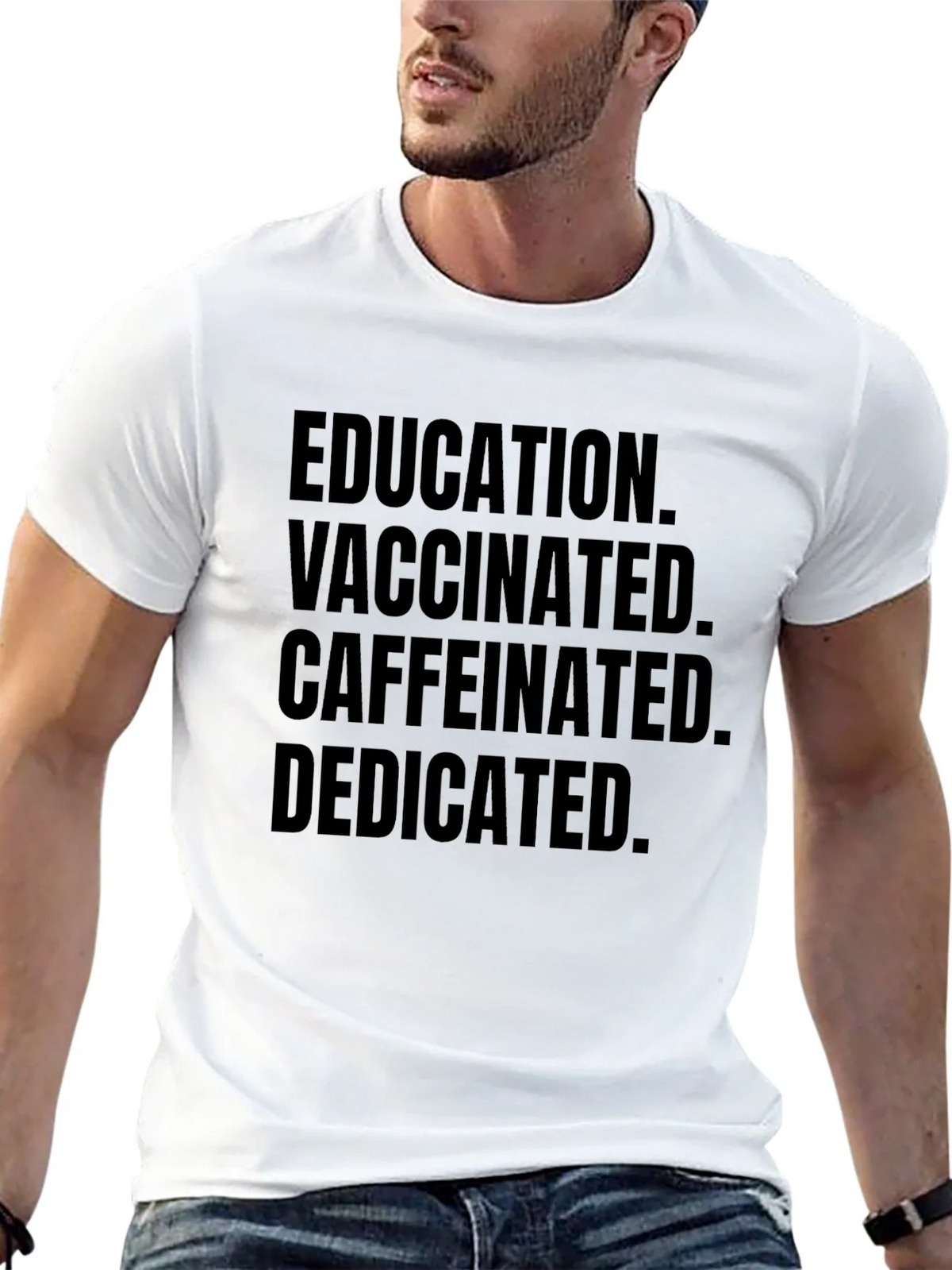 Education Vaccinated Caffeinated Dedicated Black Tee product image 12