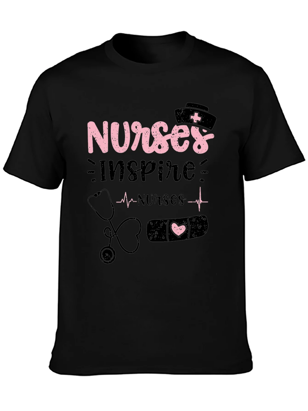 Nurses Inspire Black Cotton Graphic T-Shirt product image 3