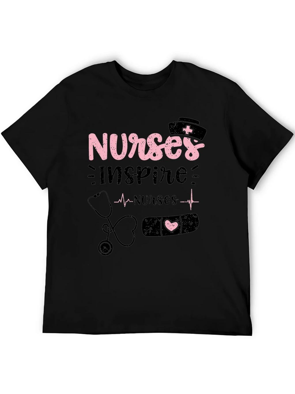 Nurses Inspire Black Cotton Graphic T-Shirt product image 5
