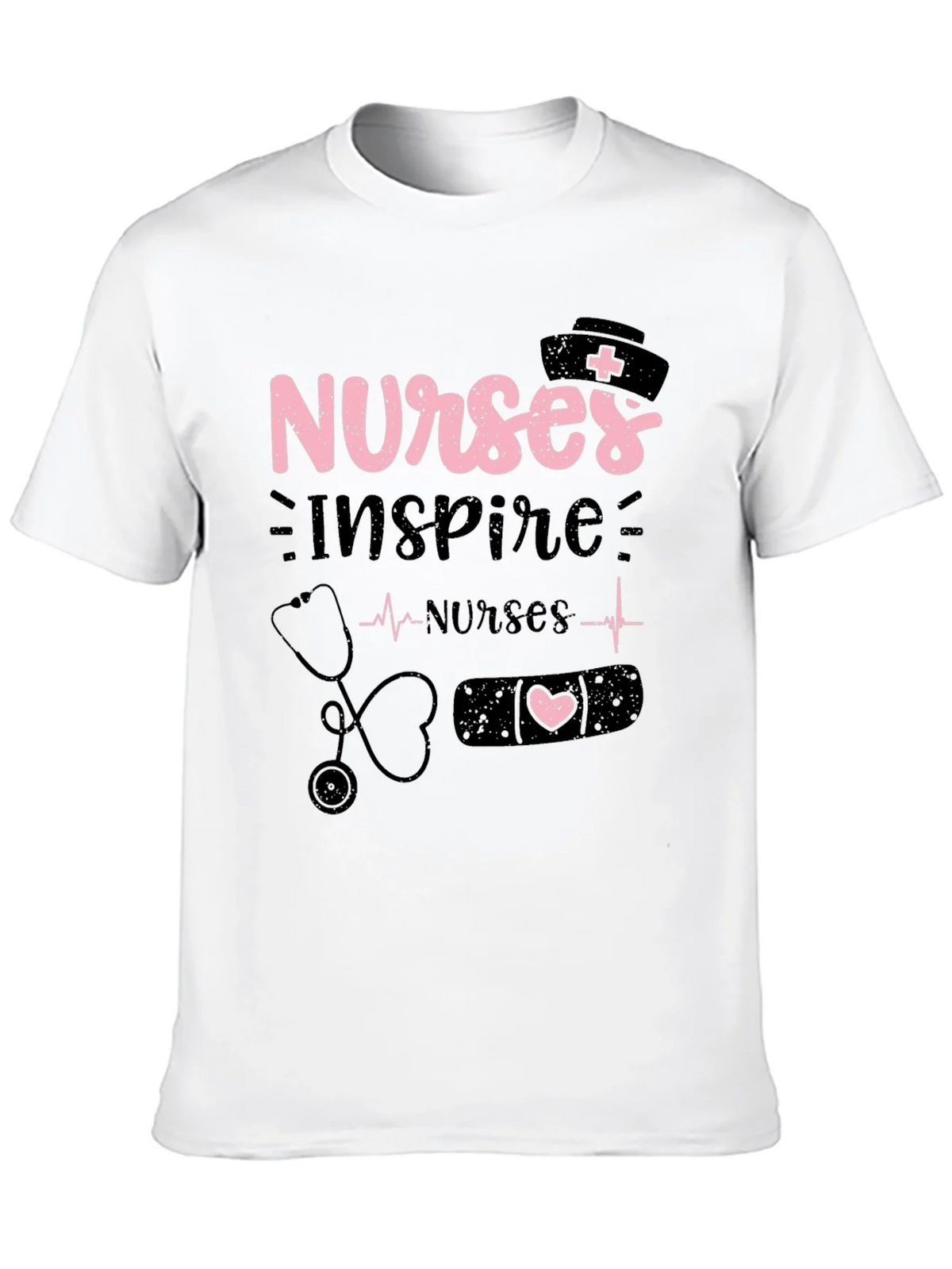 Nurses Inspire Black Cotton Graphic T-Shirt product image 9