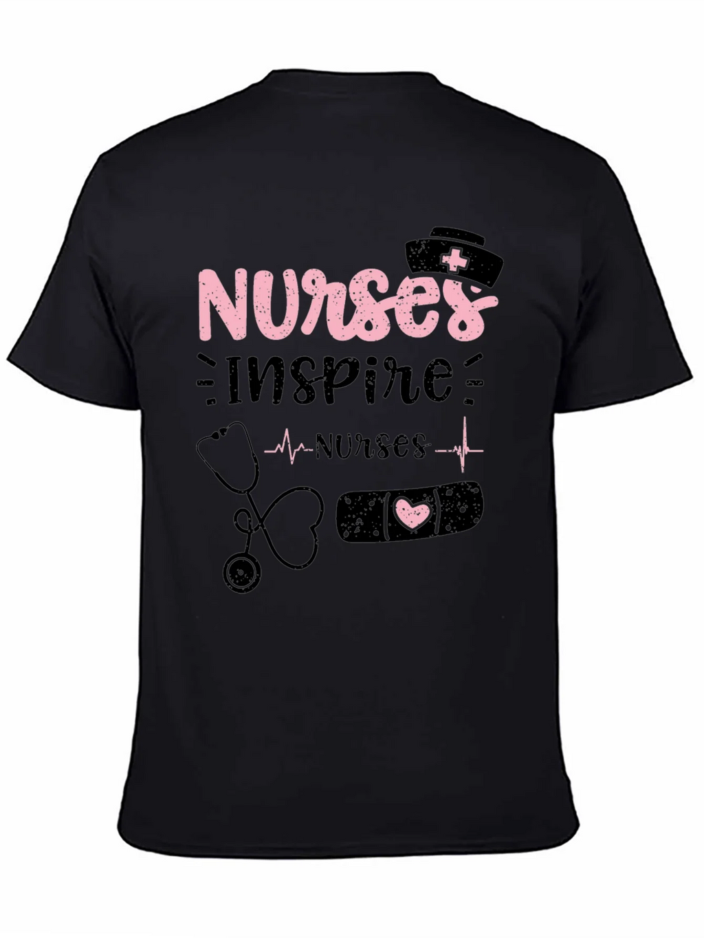 Nurses Inspire Black Cotton Graphic T-Shirt product image 4