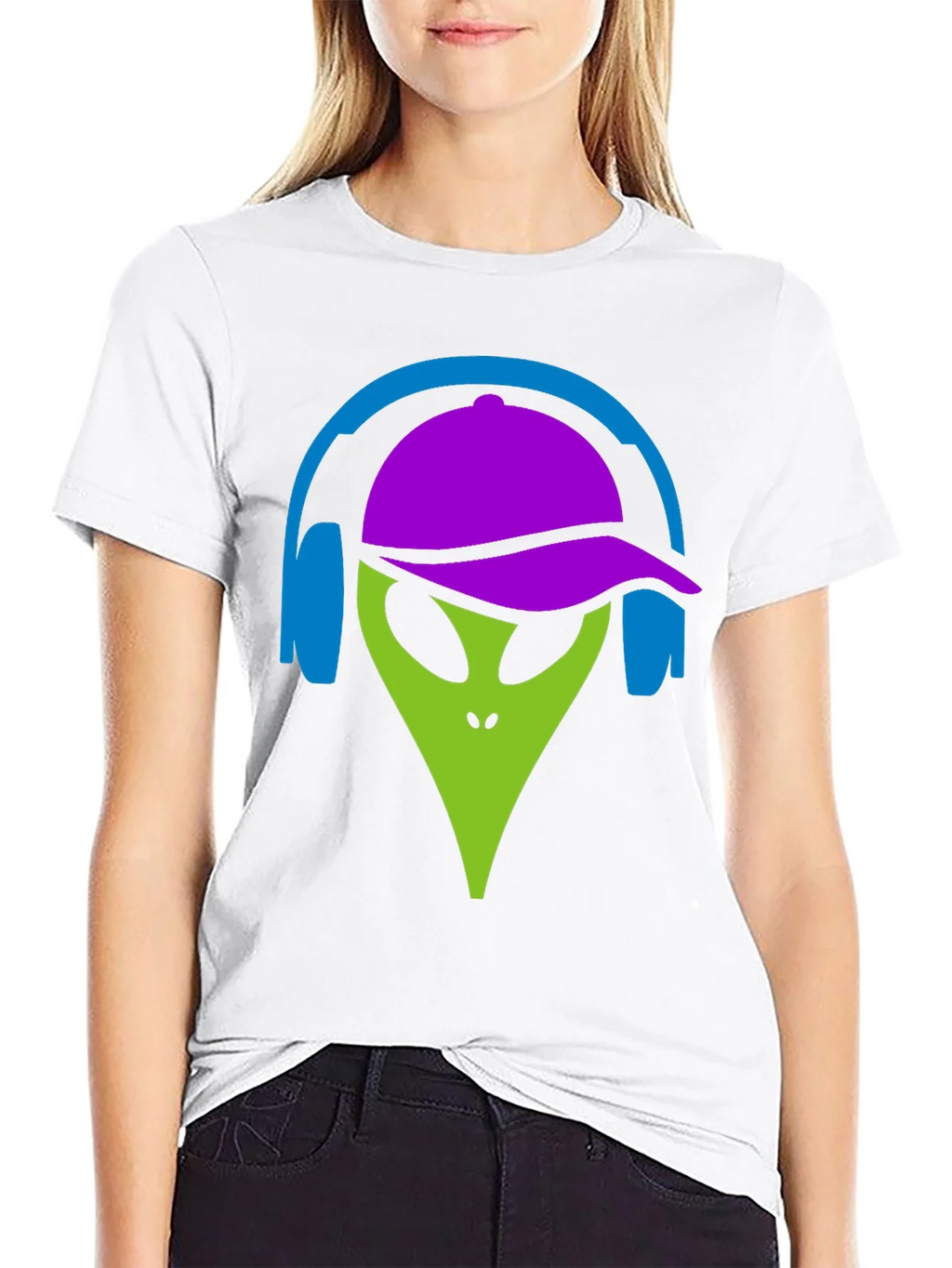 Cool Alien with Headphones Graphic Tee product image 8
