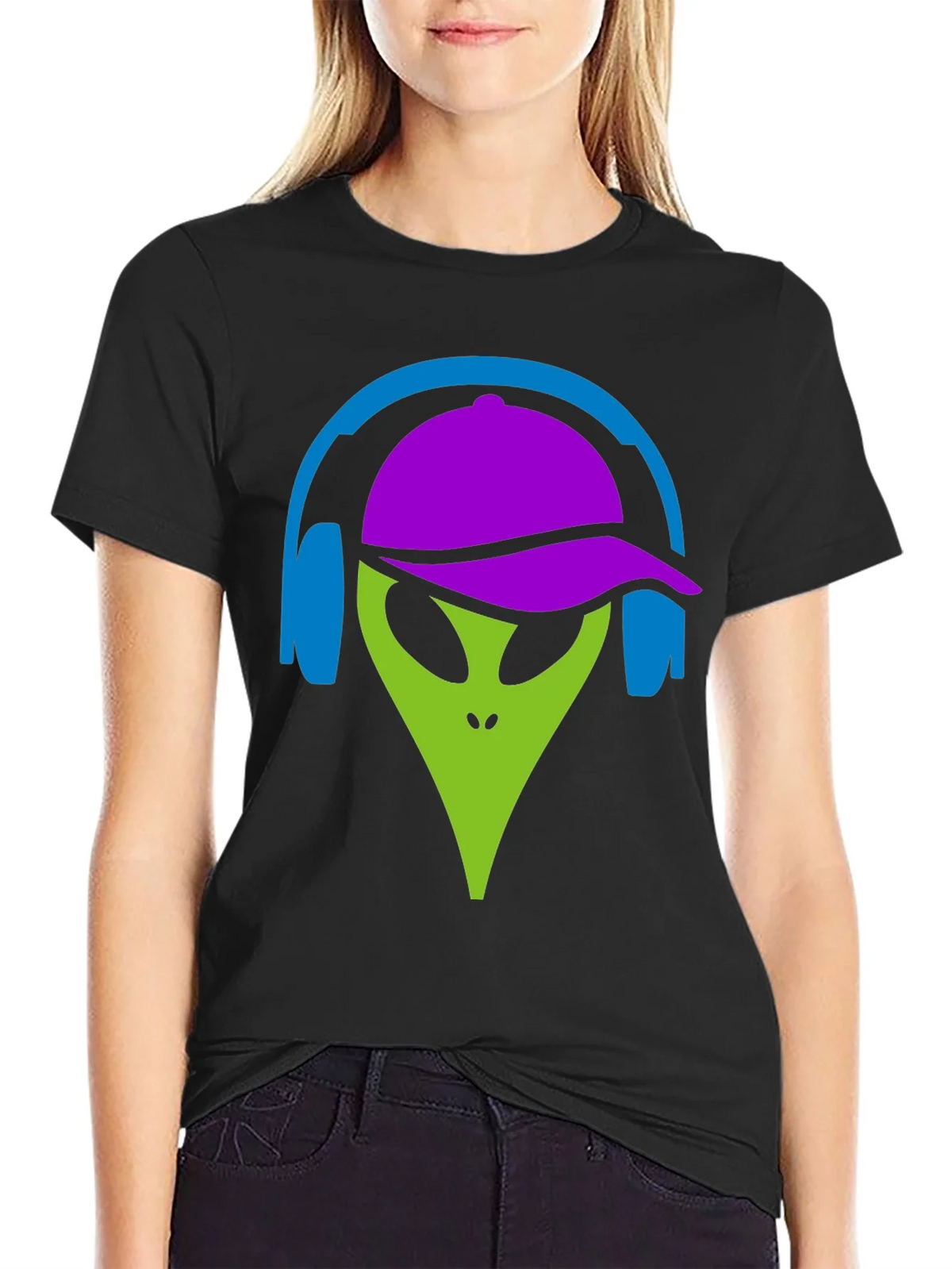 Cool Alien with Headphones Graphic Tee product image 2
