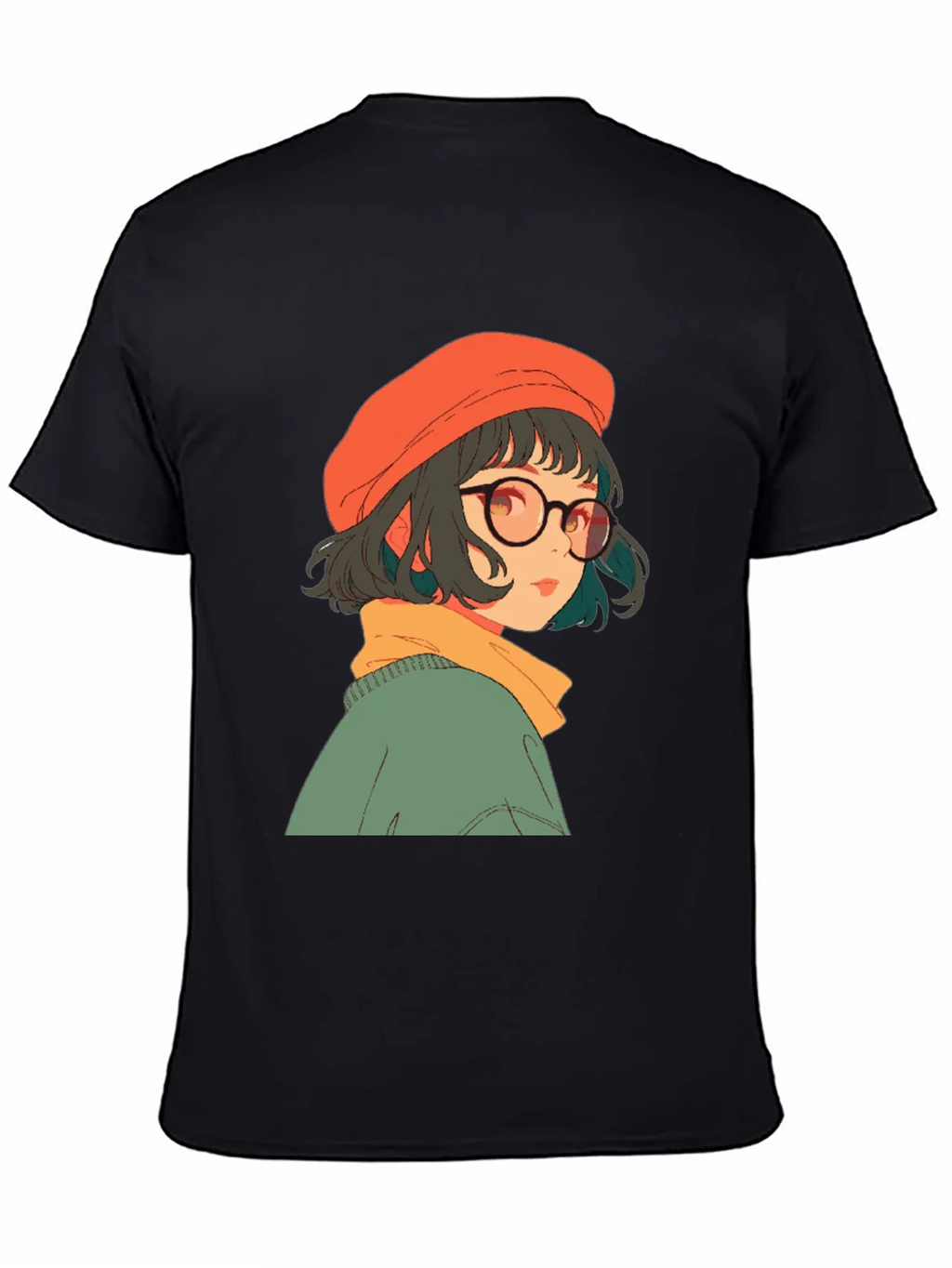 Anime Girl Graphic Print Black Tee product image 3