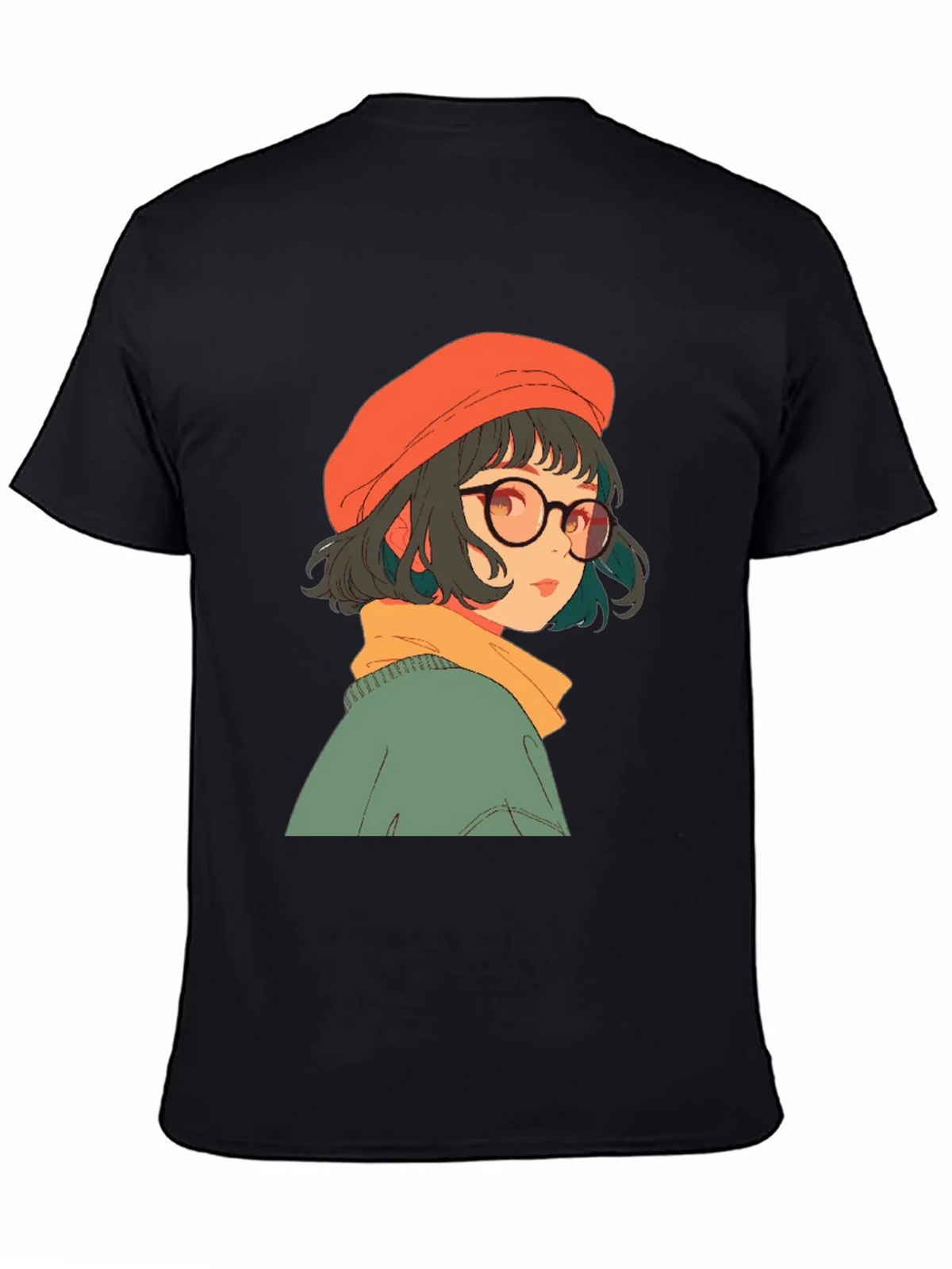 Anime Girl Graphic Print Black Tee product image 3