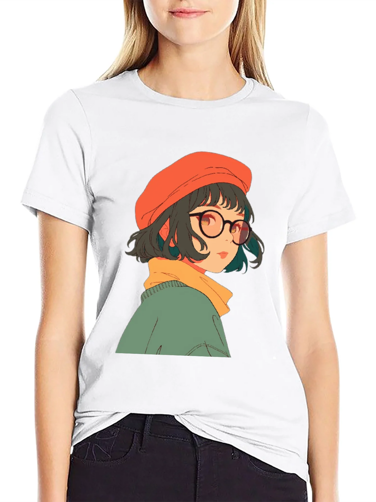 Anime Girl Graphic Print Black Tee product image 7