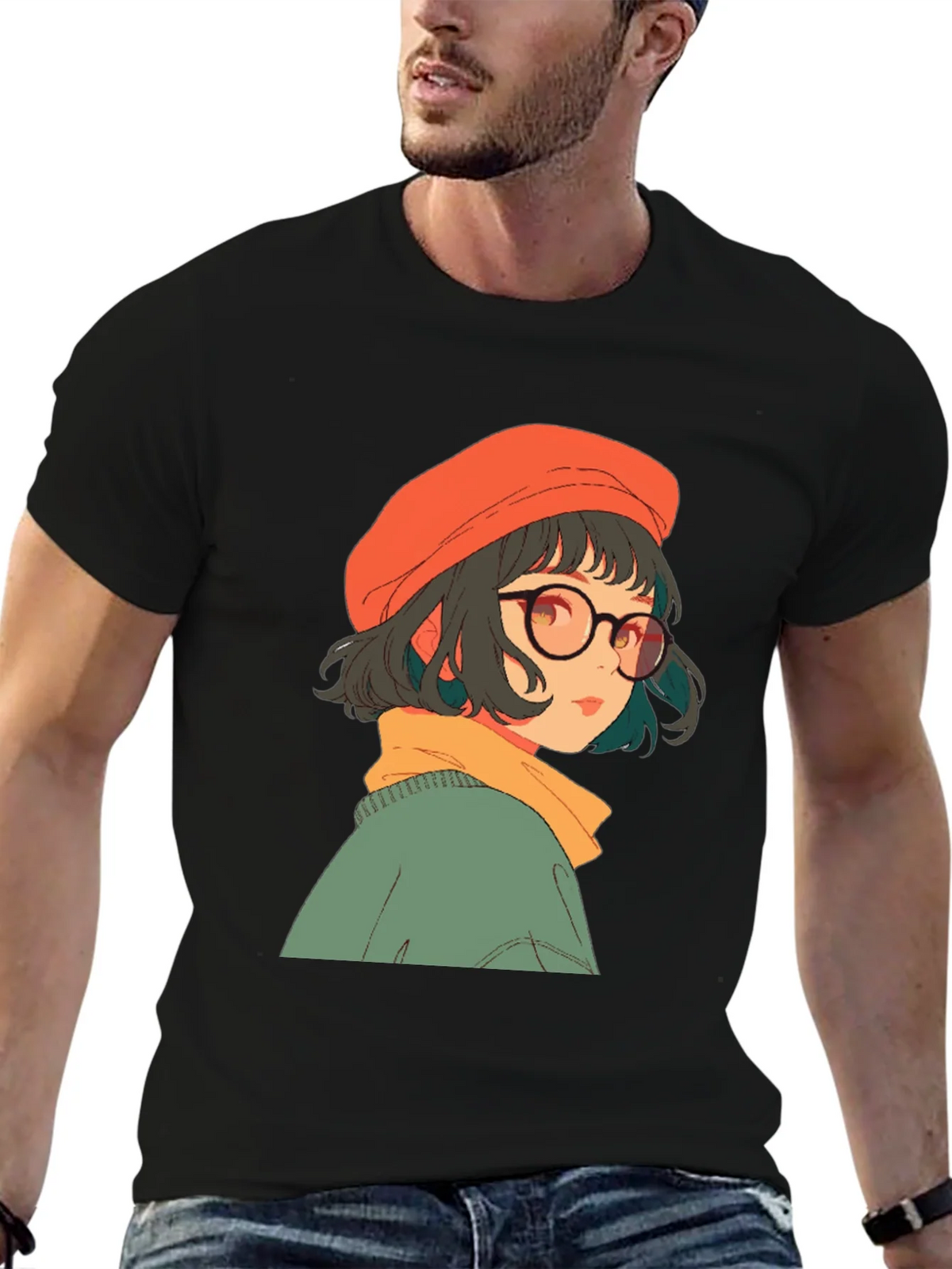 Anime Girl Graphic Print Black Tee product image 5