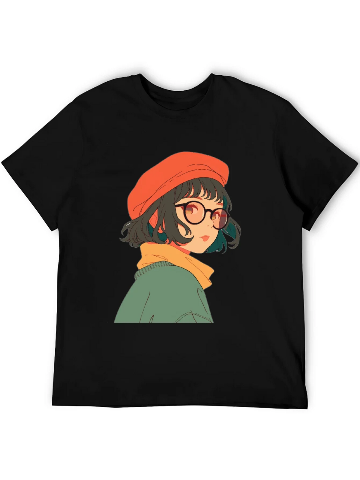 Anime Girl Graphic Print Black Tee product image 4