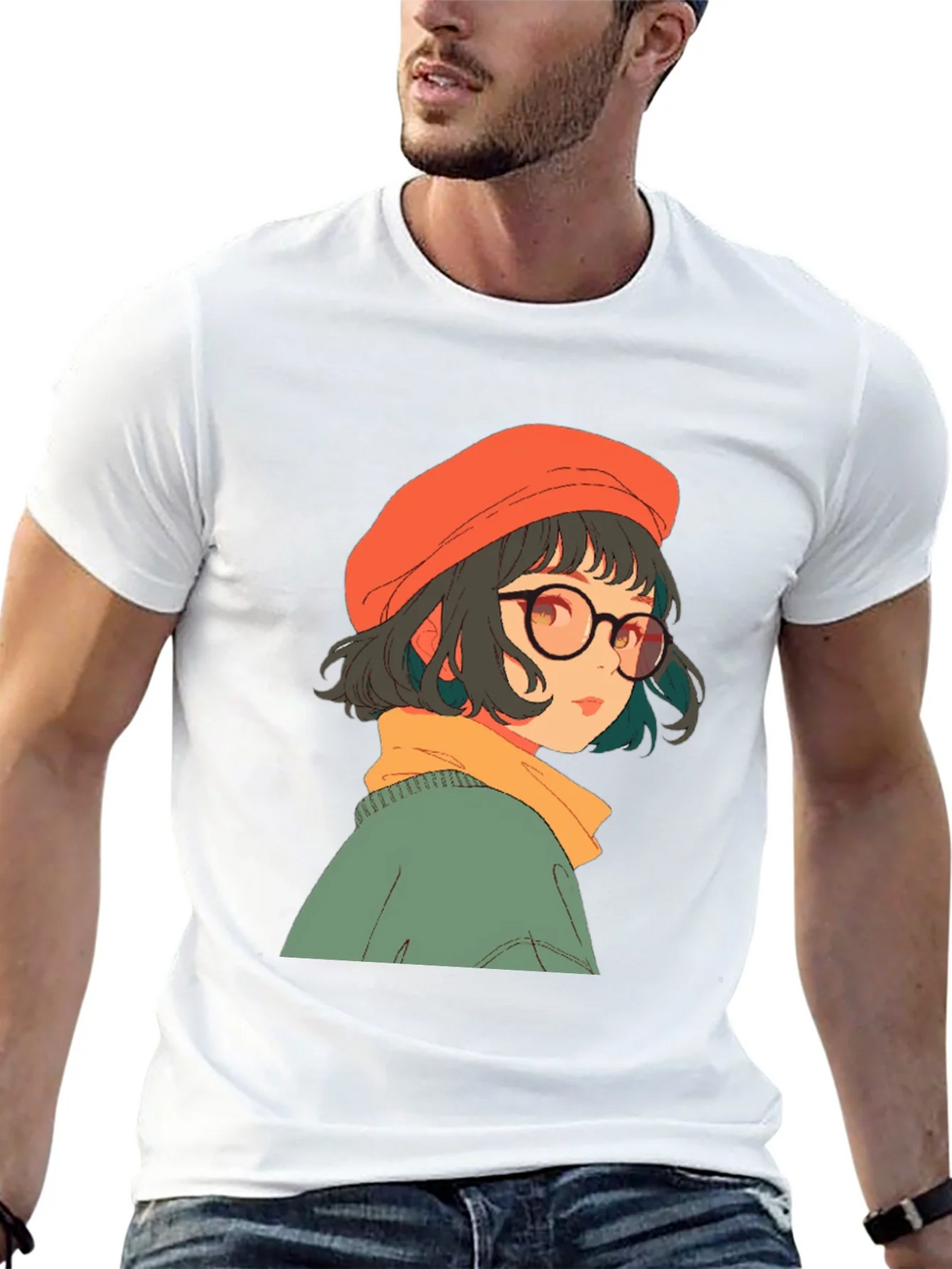 Anime Girl Graphic Print Black Tee product image 11