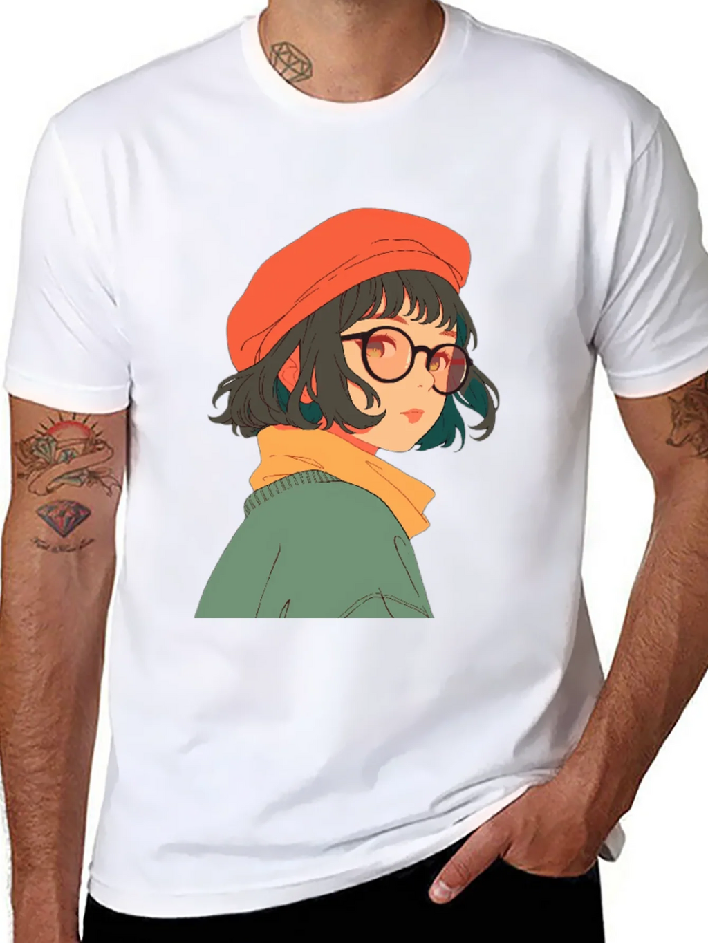 Anime Girl Graphic Print Black Tee product image 6