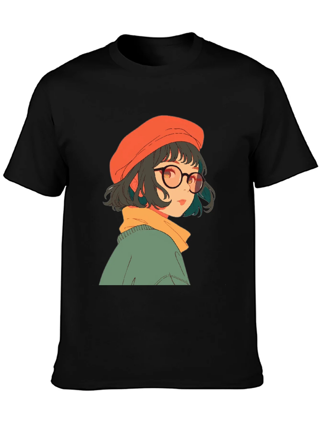 Anime Girl Graphic Print Black Tee product image 2