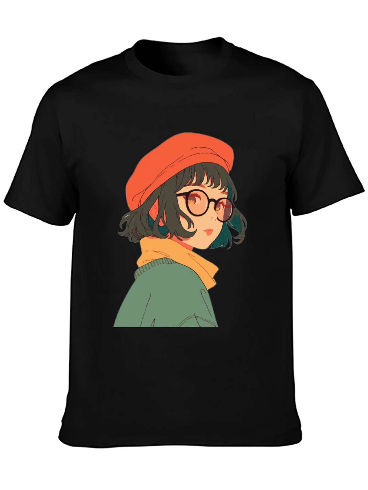 Anime Girl Graphic Print Black Tee product image 2