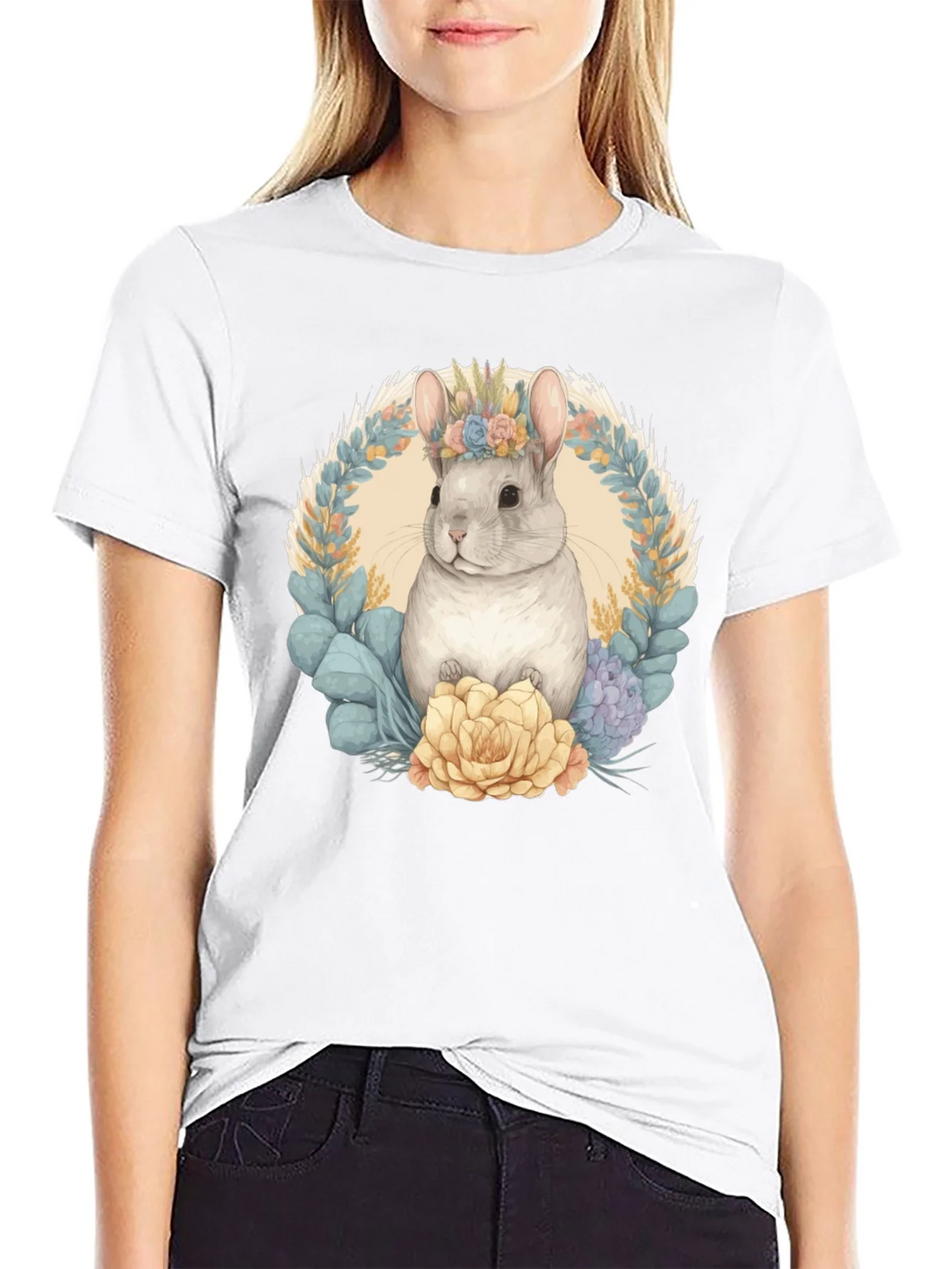 Chinchilla Floral Wreath Graphic Tee product image 5