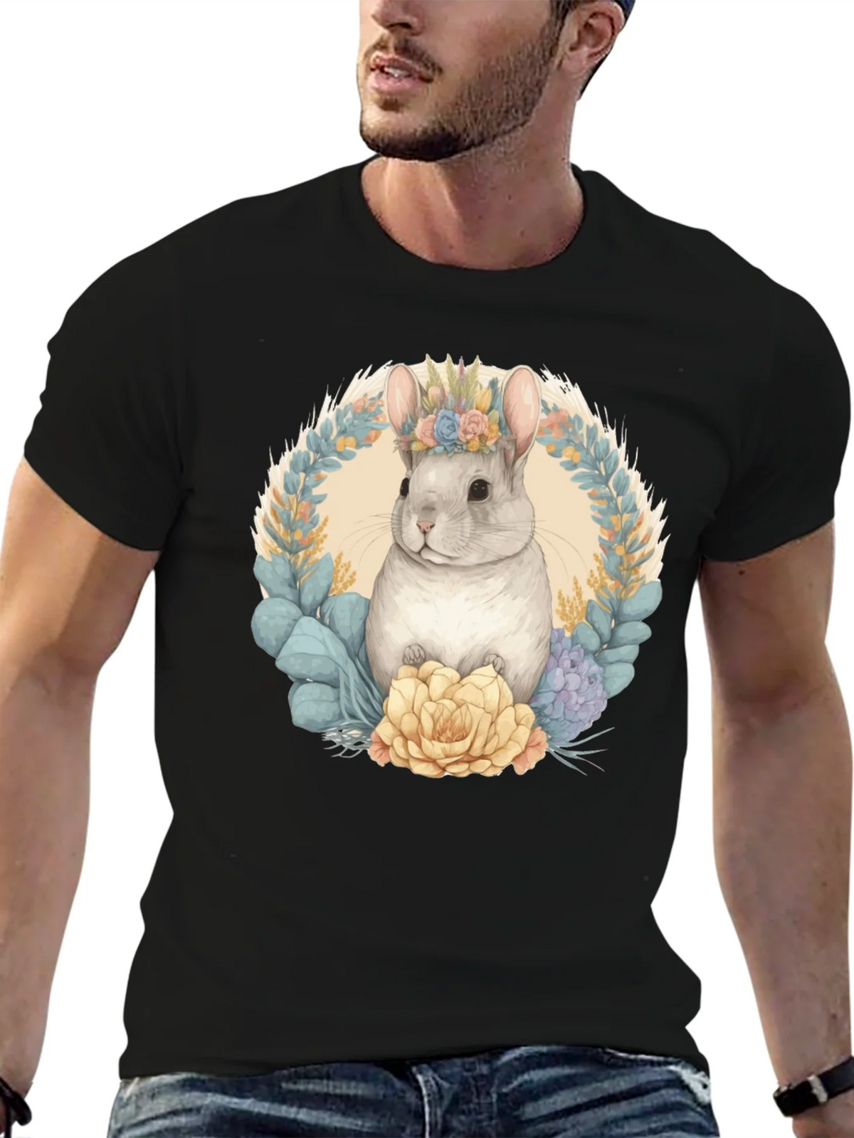 Chinchilla Floral Wreath Graphic Tee product image 4