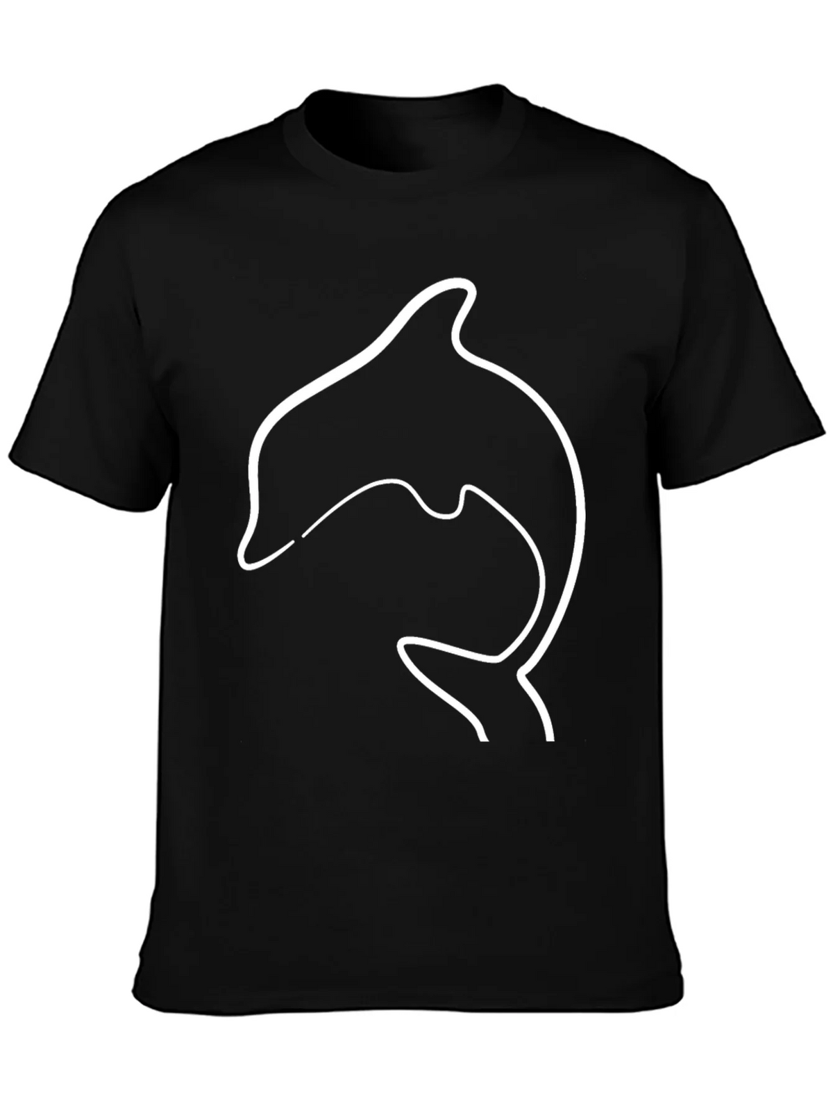 Dolphin Outline Graphic Tee - Black Casual T-Shirt product image 3
