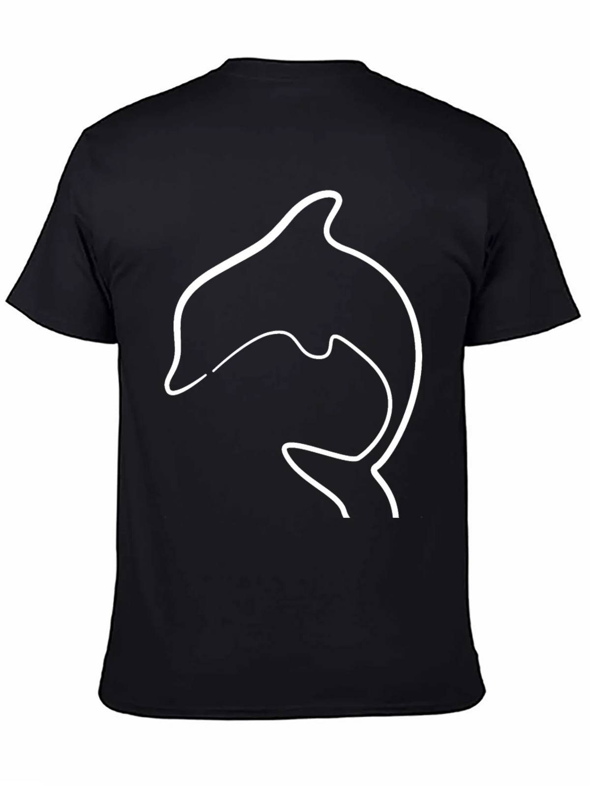 Dolphin Outline Graphic Tee - Black Casual T-Shirt product image 4