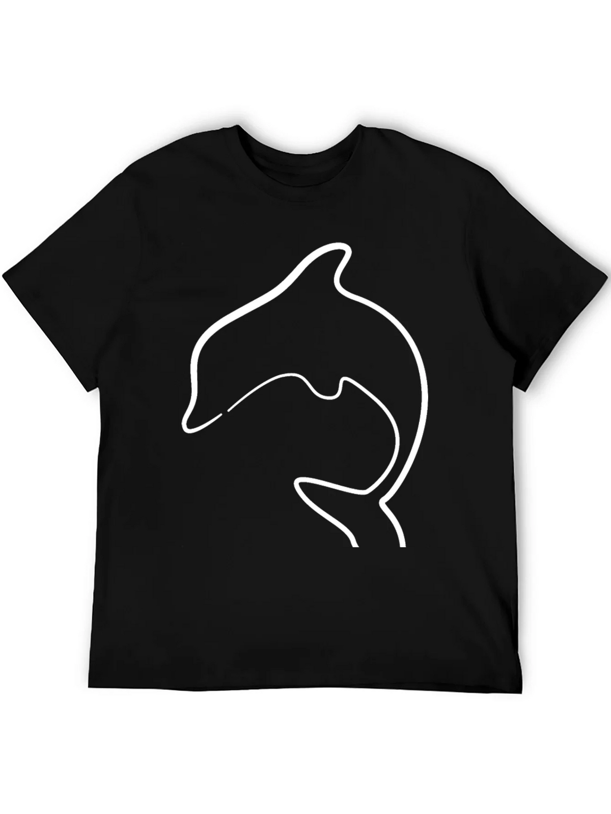 Dolphin Outline Graphic Tee - Black Casual T-Shirt product image 5