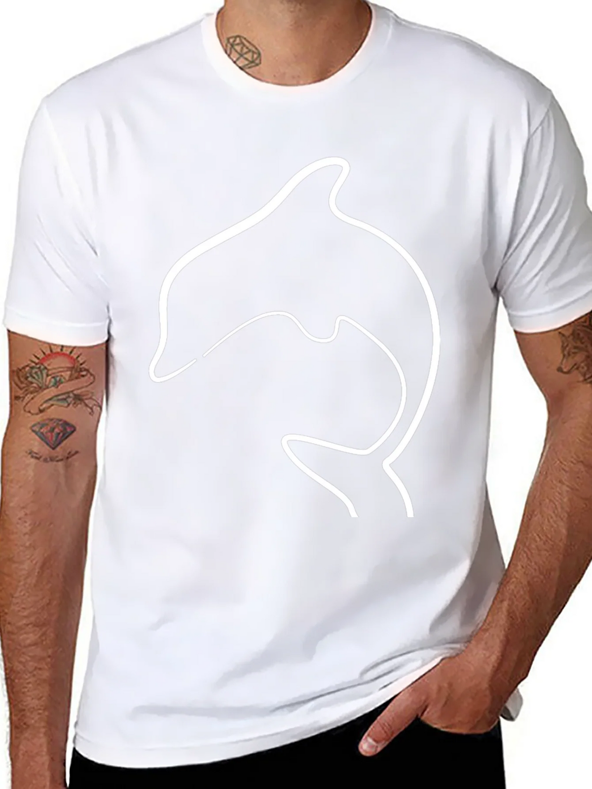 Dolphin Outline Graphic Tee - Black Casual T-Shirt product image 7
