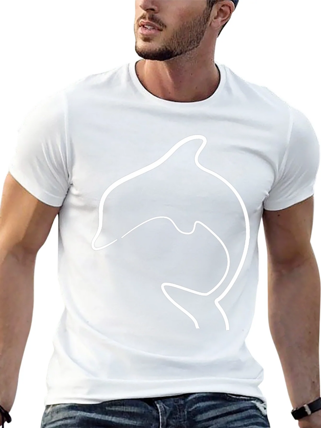Dolphin Outline Graphic Tee - Black Casual T-Shirt product image 12
