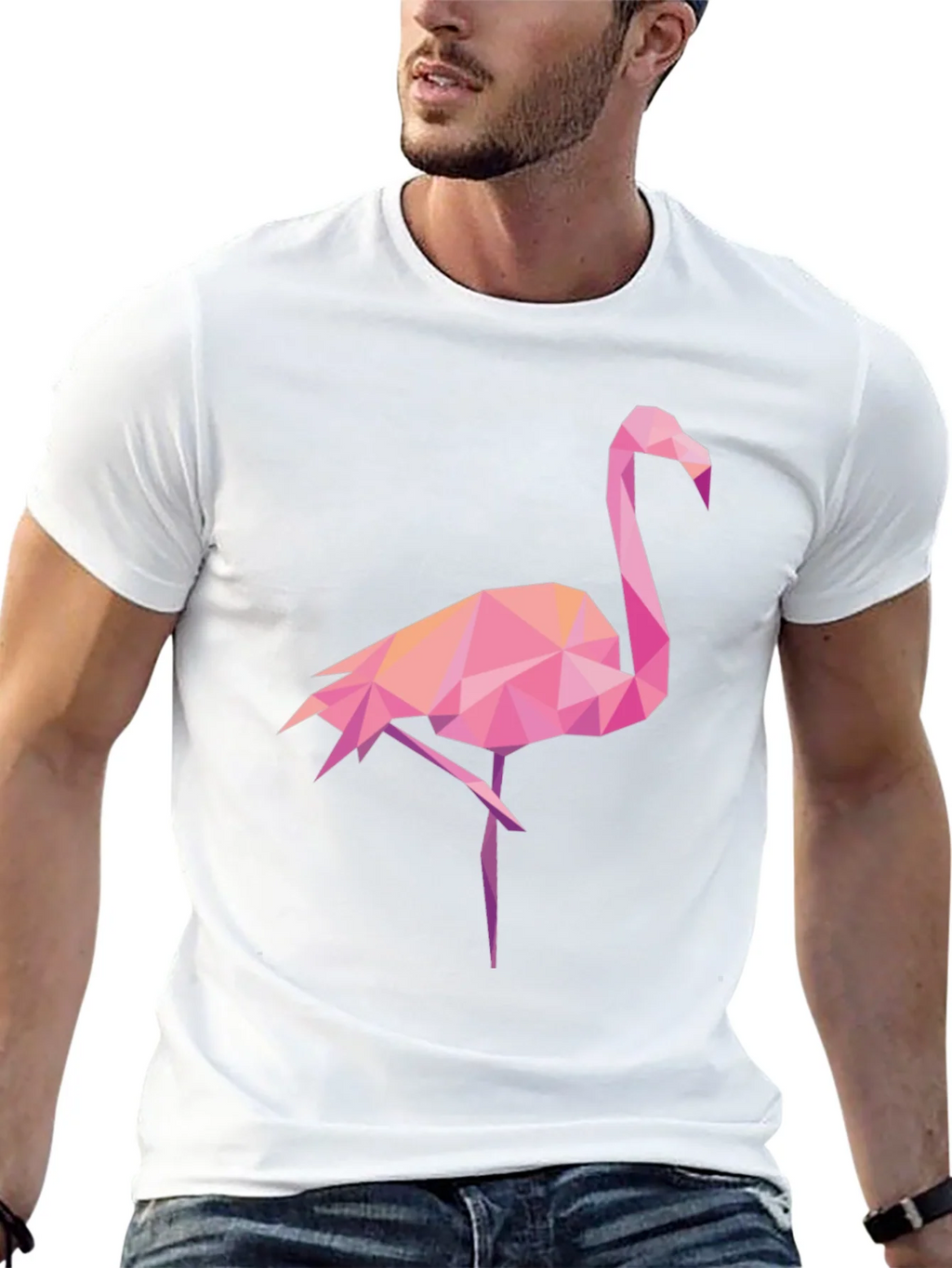 Geometric Flamingo Graphic Tee - Black Casual Shirt product image 12