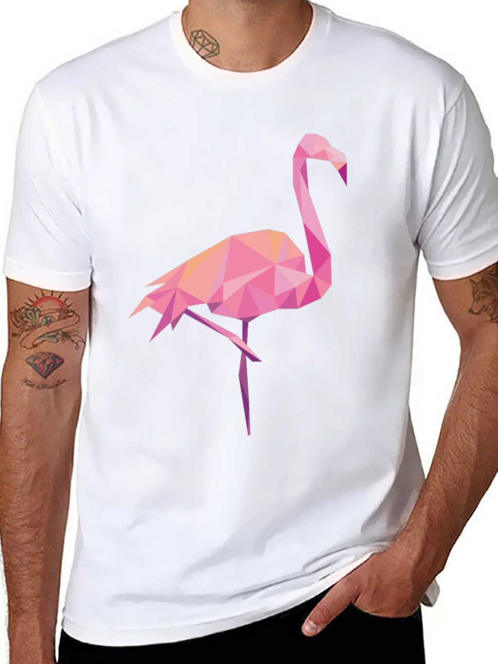 Geometric Flamingo Graphic Tee - Black Casual Shirt product image 7