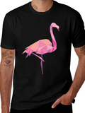 Geometric Flamingo Graphic Tee - Black Casual Shirt product image 1