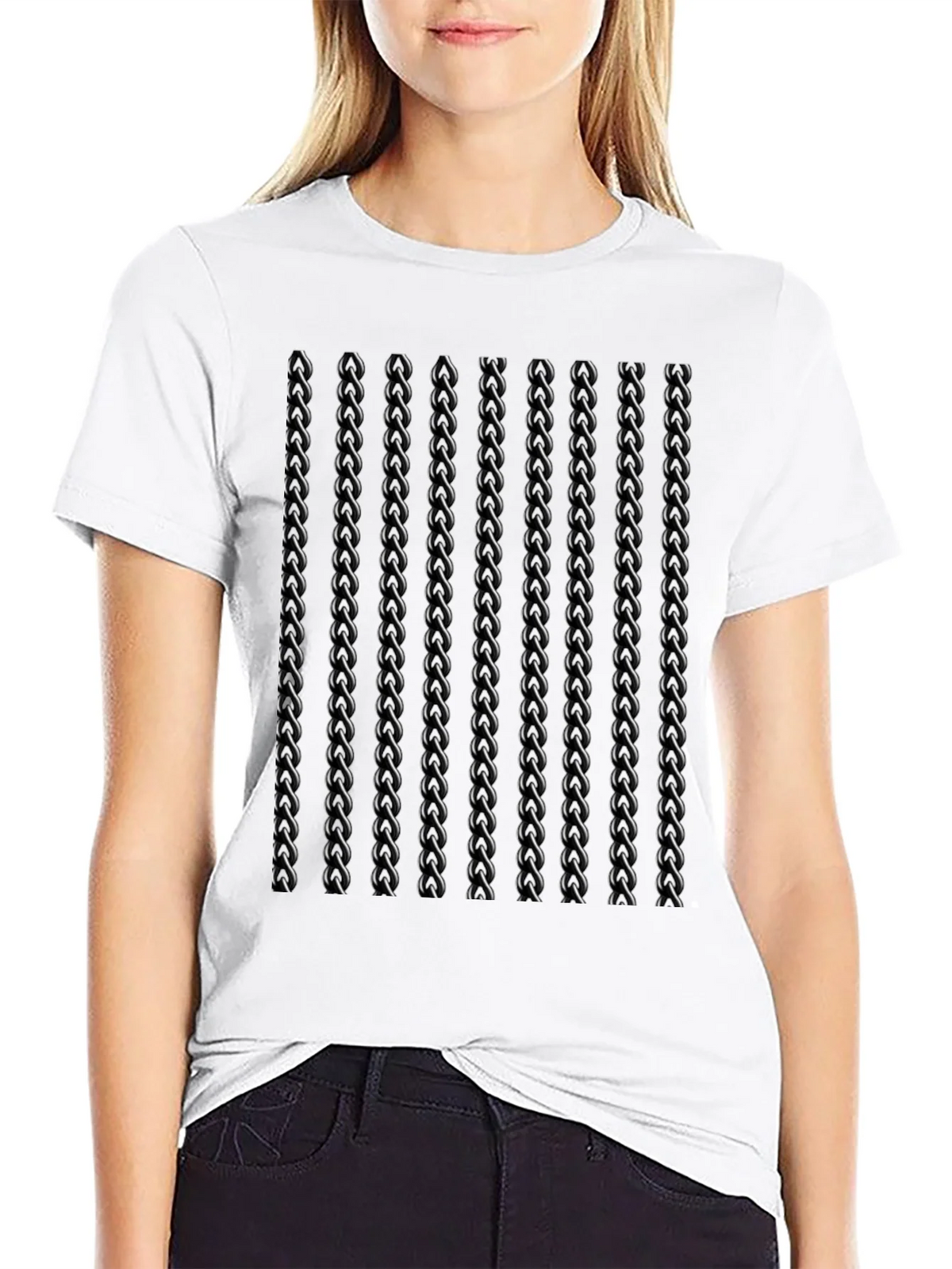 Mens Black Twisted Chain Link Pattern T-Shirt product image 8