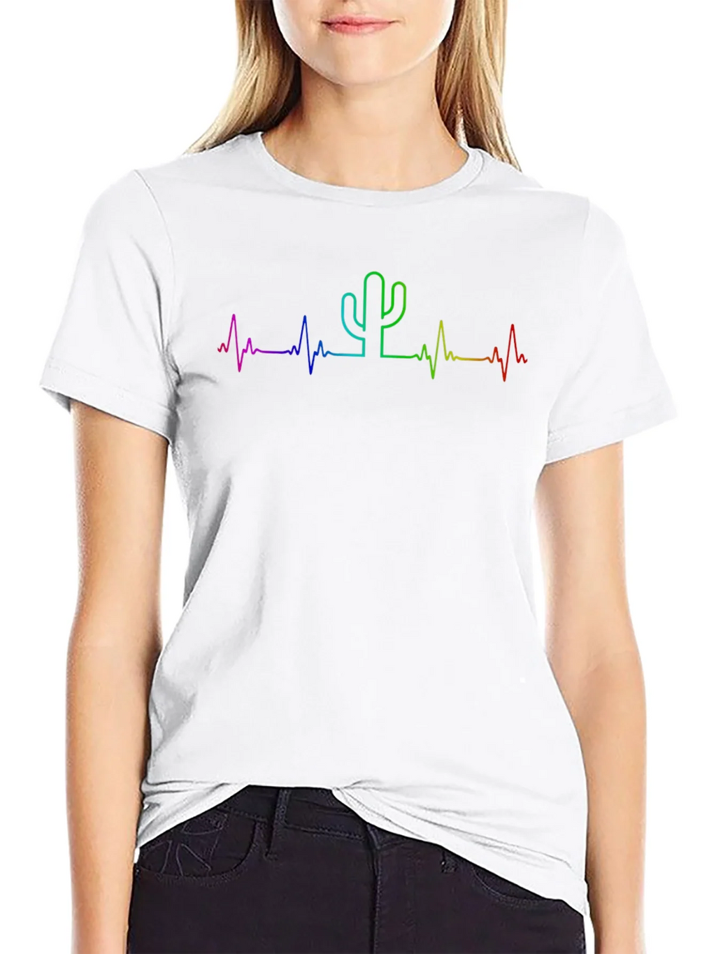 Rainbow Cactus Heartbeat Tee - Unisex product image 8