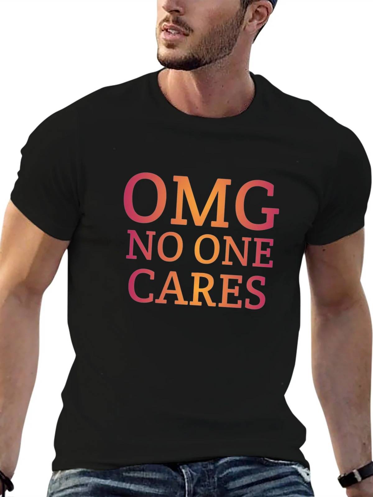 OMG No One Cares Graphic Tee - Casual Black T-Shirt product image 6