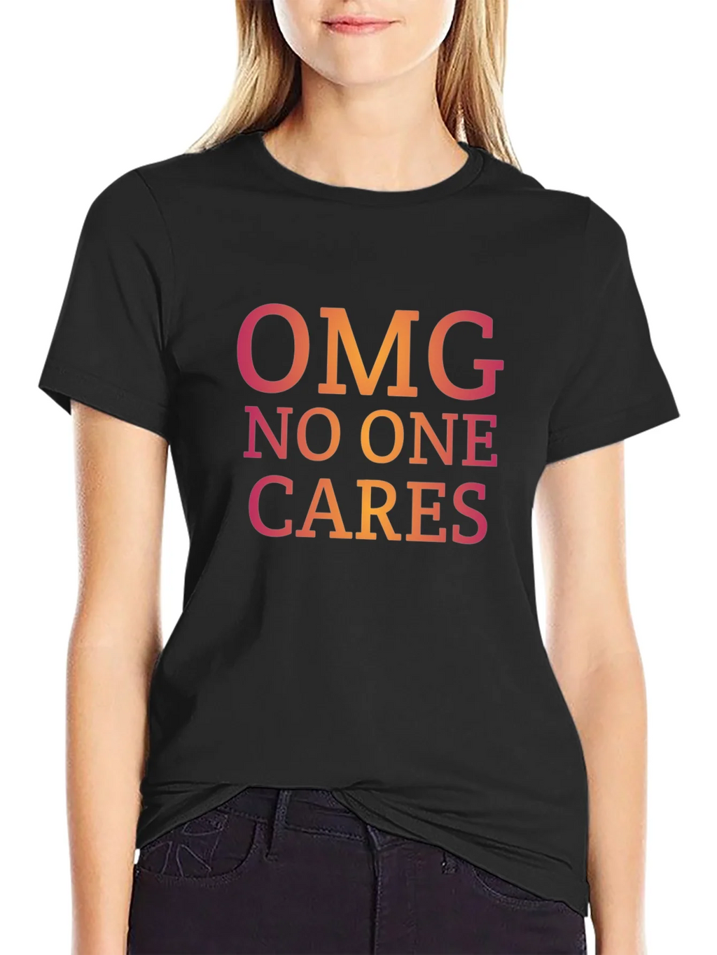 OMG No One Cares Graphic Tee - Casual Black T-Shirt product image 2