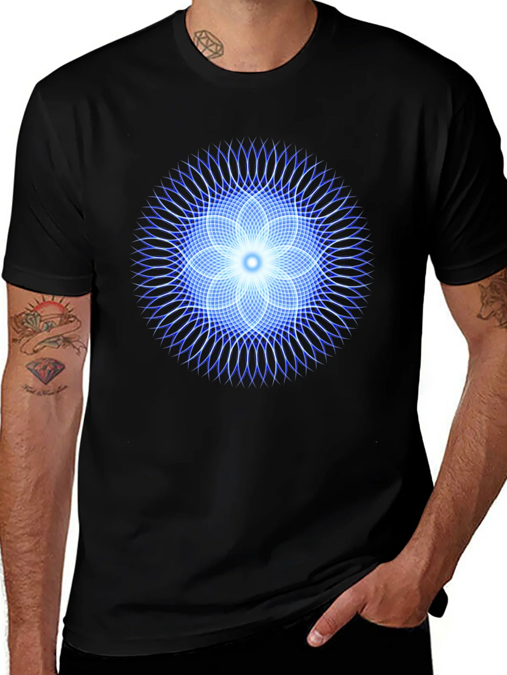 Geometric Flower T-Shirt - Black product image 1