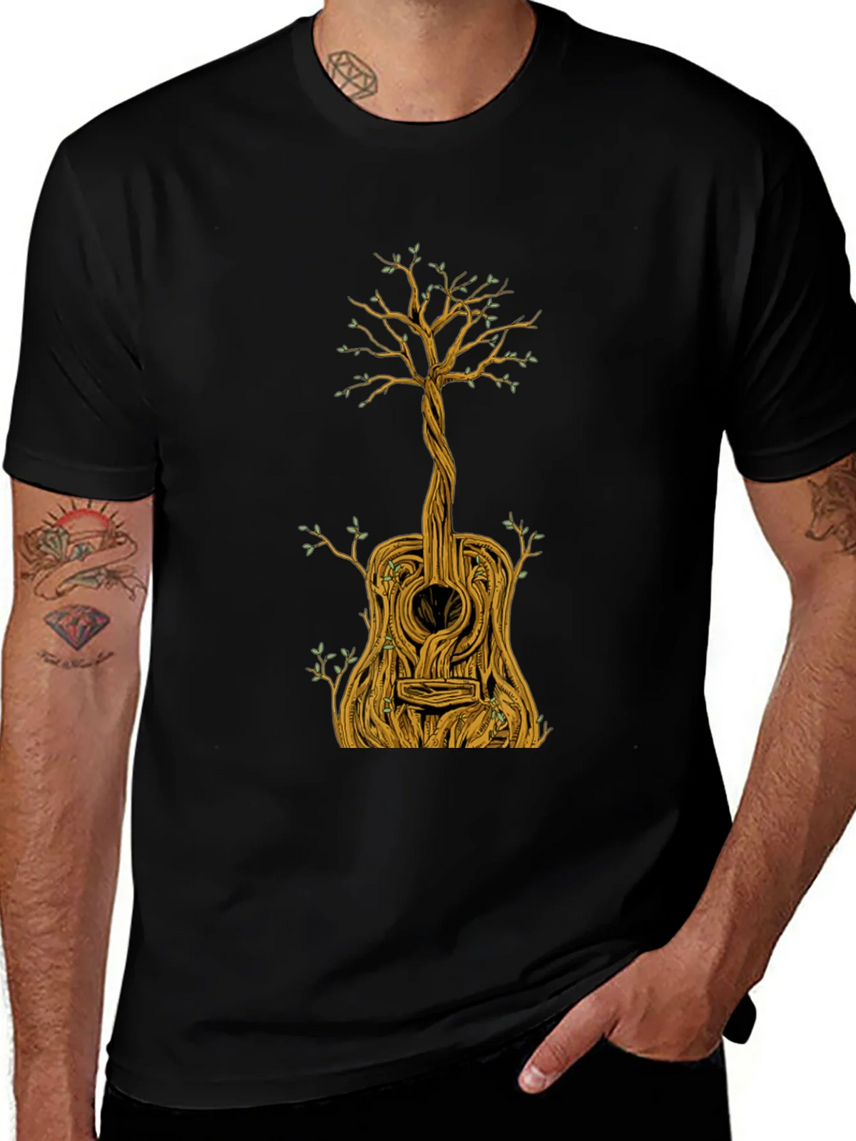 Guitar Tree Graphic Tee - Nature Inspired Music Lover Shirt product image 1