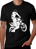 Black T-Shirt with White Motocross Rider Design product image 1