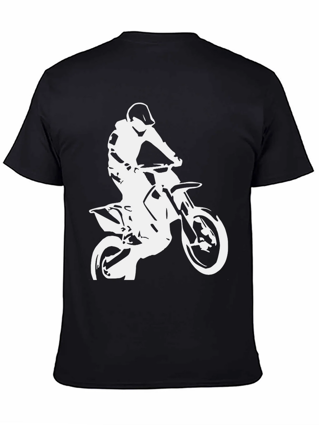 Black T-Shirt with White Motocross Rider Design product image 4