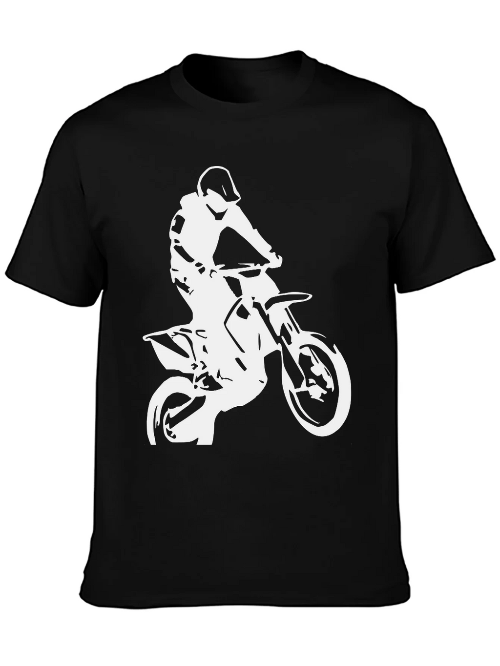 Black T-Shirt with White Motocross Rider Design product image 3