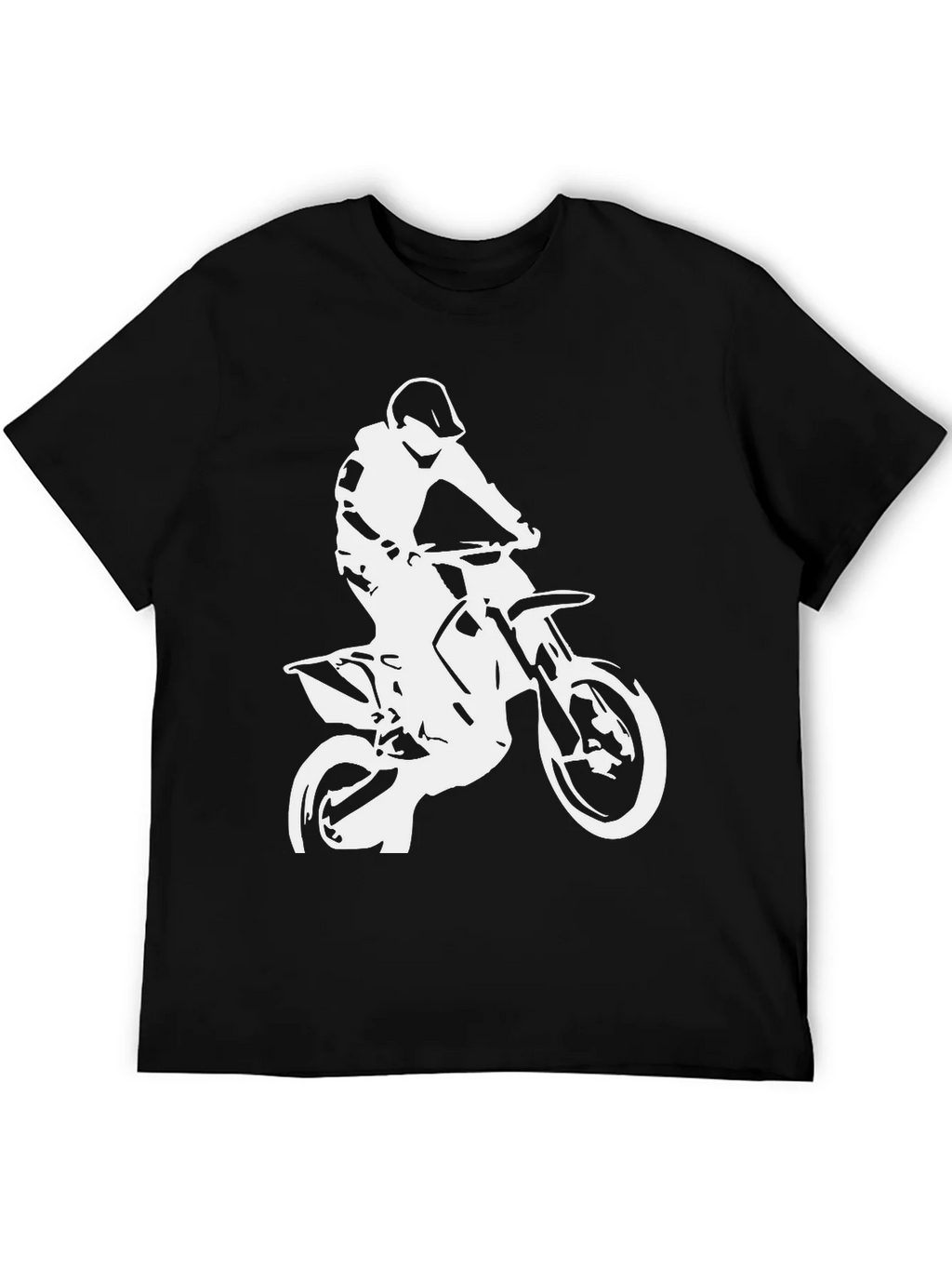 Black T-Shirt with White Motocross Rider Design product image 5
