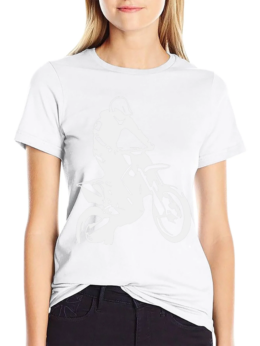 Black T-Shirt with White Motocross Rider Design product image 8