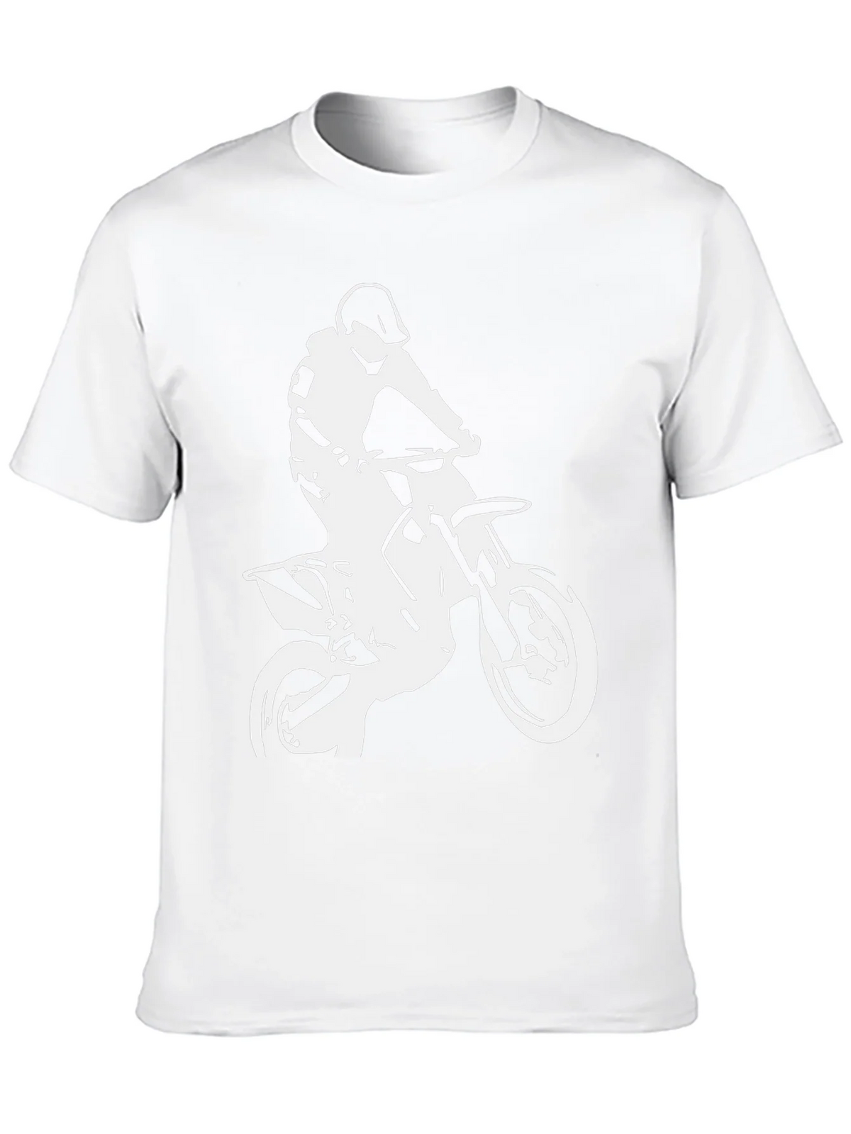 Black T-Shirt with White Motocross Rider Design product image 9