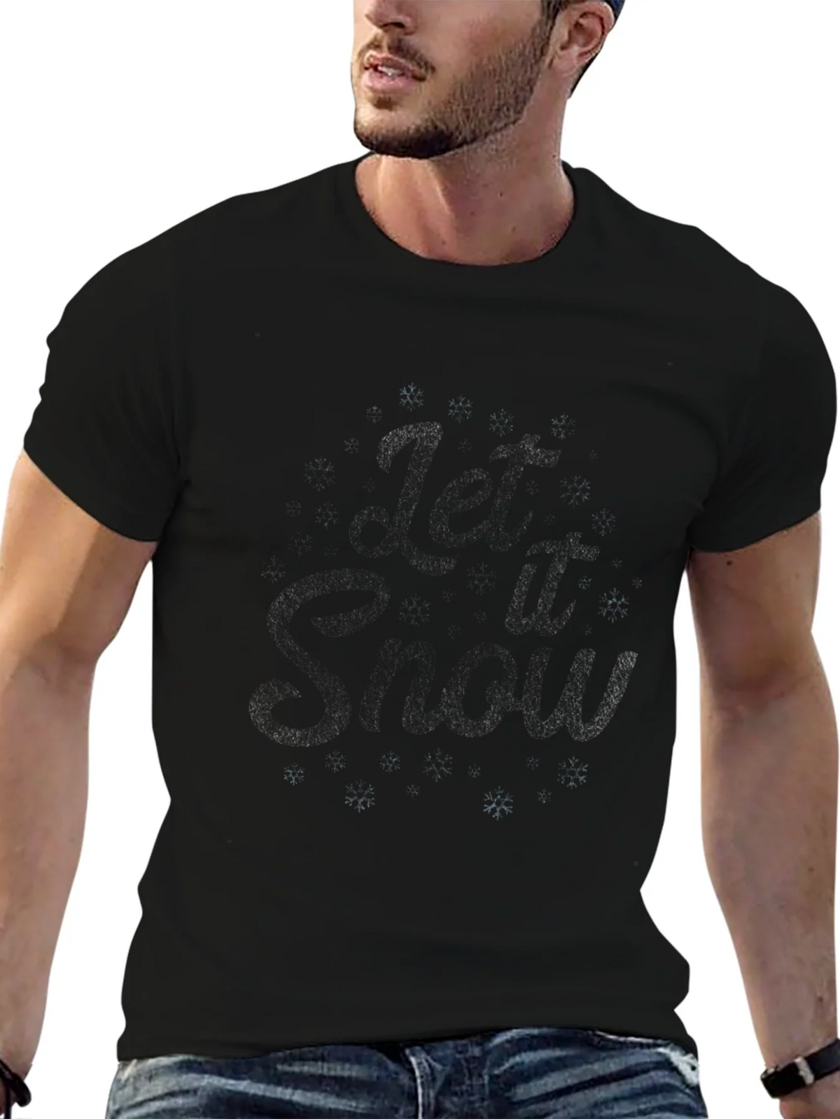 Let it Snow Graphic Tee - Black Winter T-Shirt product image 6