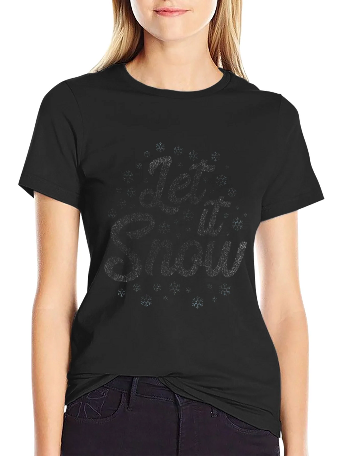 Let it Snow Graphic Tee - Black Winter T-Shirt product image 2