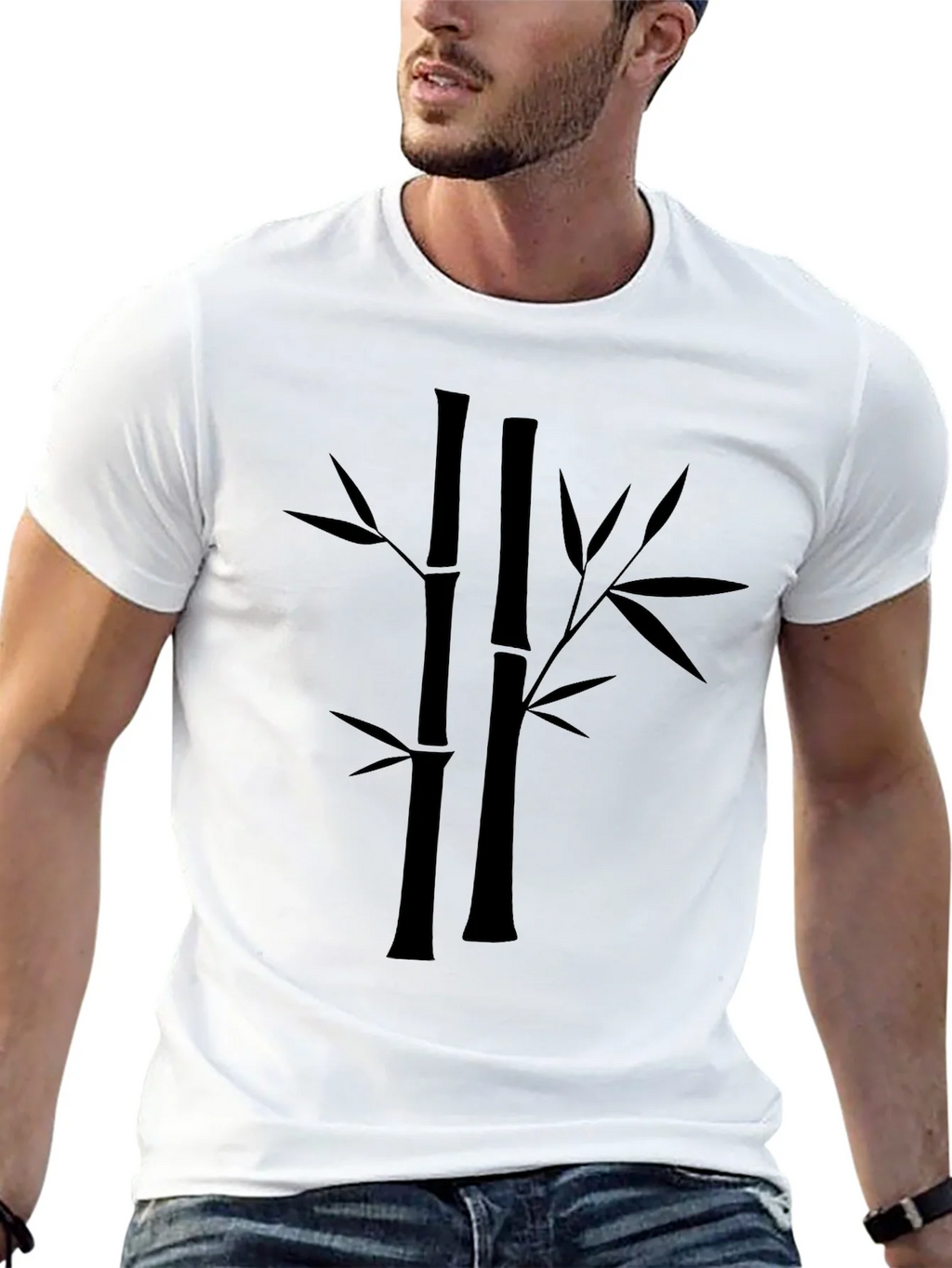 Bamboo Print Black T-Shirt - Casual Style product image 12