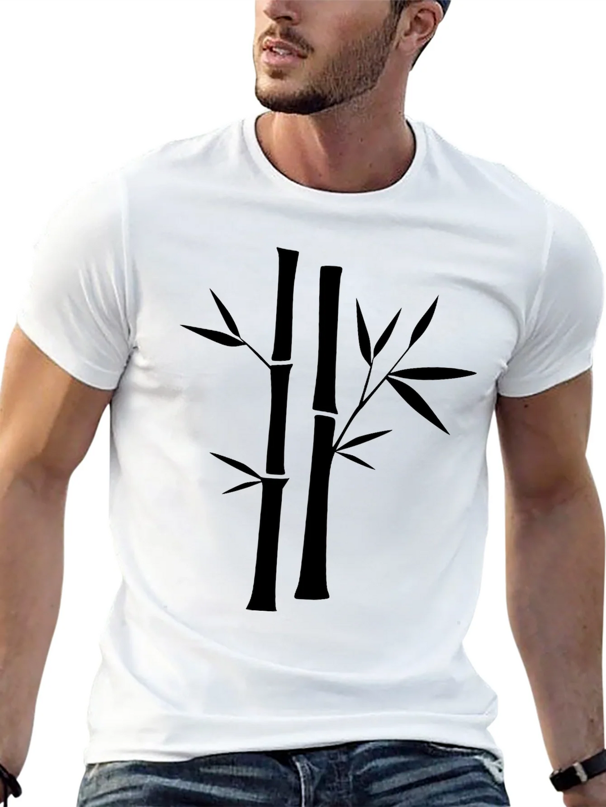 Bamboo Print Black T-Shirt - Casual Style product image 12