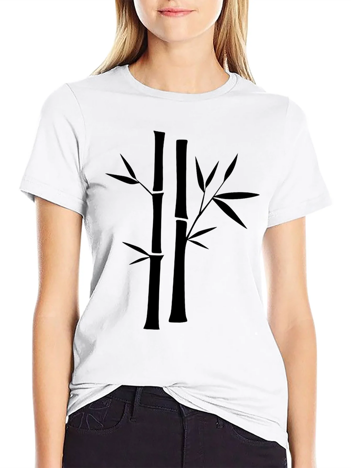 Bamboo Print Black T-Shirt - Casual Style product image 8
