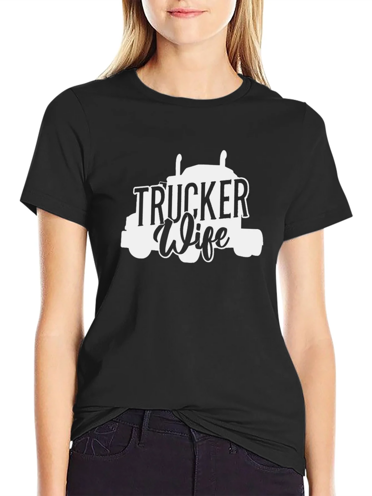 Trucker Wife Graphic T-Shirt - Black product image 2