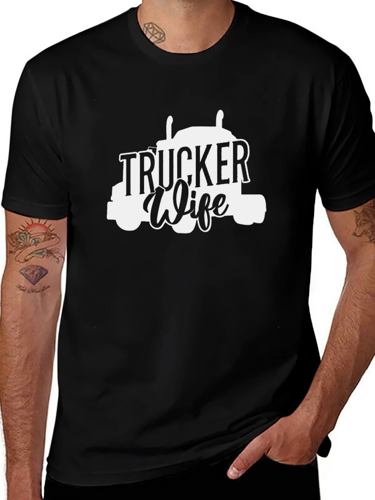Trucker Wife Graphic T-Shirt - Black product image 1