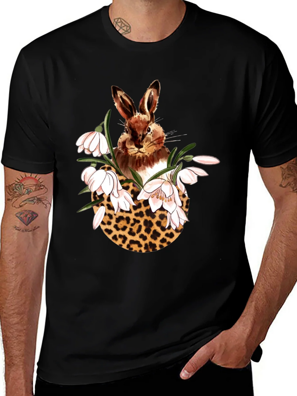 Rabbit Leopard Floral T-Shirt product image 1