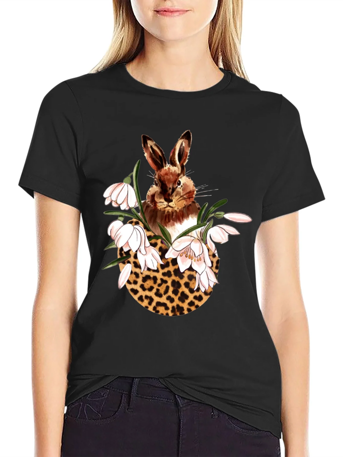 Rabbit Leopard Floral T-Shirt product image 2